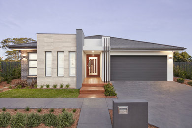 This is an example of a contemporary bungalow detached house in Sydney.