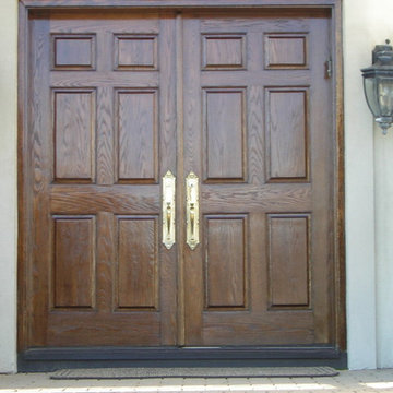 Oak Wood Double Front Doors Refinished in Ventnor City, NJ