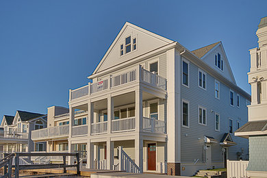 This is an example of a large beach style house exterior in Philadelphia.