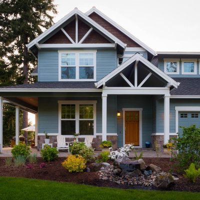 Inspiration for a timeless blue exterior home remodel in Portland