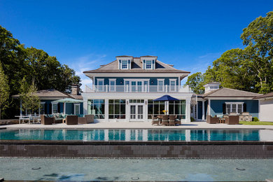 Example of a beach style exterior home design in Boston