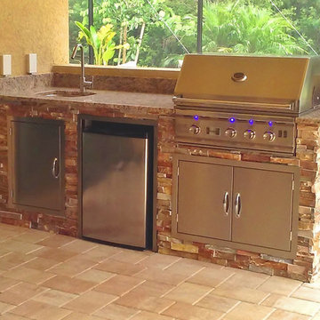 Outdoor Kitchens, BBQs with Gobi Ledgestone Natural Stone Panels
