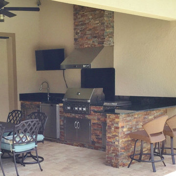 Outdoor Kitchens, BBQs with Terrablend Ledgestone Natural Stone Panels