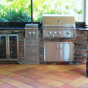 Outdoor Kitchens, BBQs with Terrablend Ledgestone Natural Stone Panels