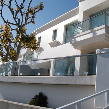 Outdoor Polished Stainless Steel and Glass Railings