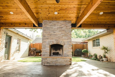 Outdoor Stone Fireplace & Roof