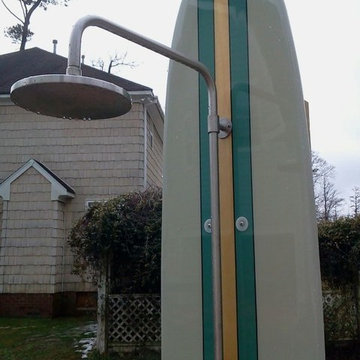 Outdoor surfboard shower.