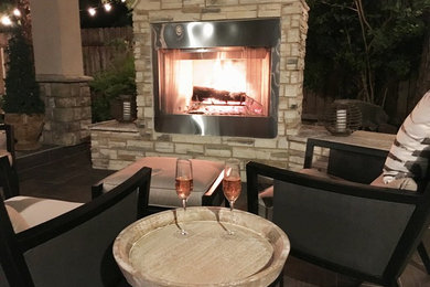 Outdoor wood burning fireplace