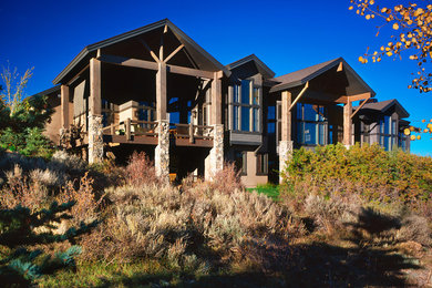 Example of a transitional exterior home design in Salt Lake City