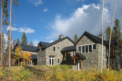 Inspiration for a timeless stone exterior home remodel in Denver