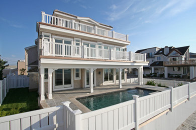 Large beach style exterior home photo in Philadelphia