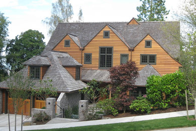 Rustic exterior home idea in Portland