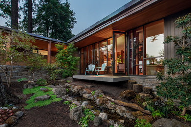 Inspiration for a rustic exterior home remodel in Portland