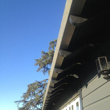 Primed and Painted Bonderized steel Gutters on Pool House in Los Angeles