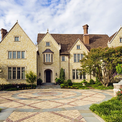 Traditional stone gable roof idea in Dallas
