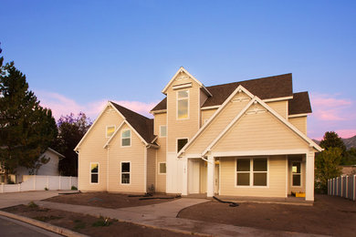 Example of a country exterior home design in Salt Lake City