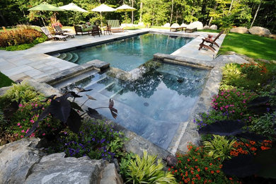 Raised Spa And Rectangular Pool With Auto Cover