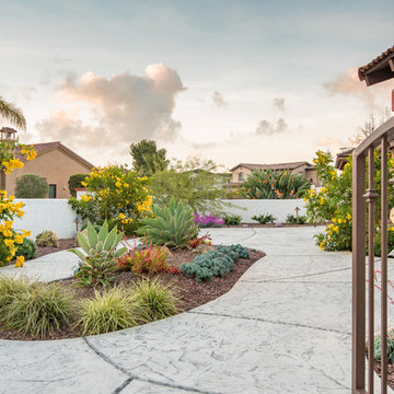 Front Courtyard with Gate in Rancho Bernardo Hardscape