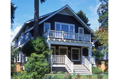 Traditional blue wood gable roof idea in Seattle