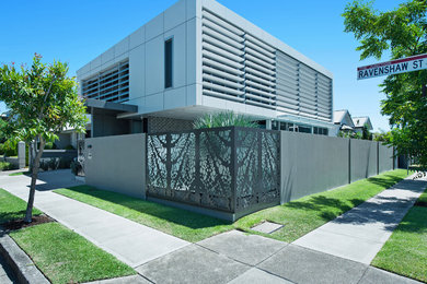 Modelo de fachada contemporánea de dos plantas