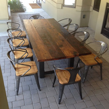 Reclaimed Wood and Steel Dining Table