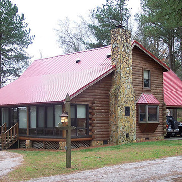 Red Metal Roof on Cabin