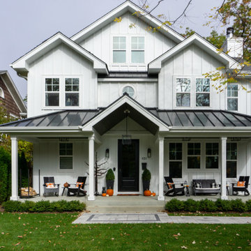 Renovation of cottage-like Craftsman to Modern Farmhouse, Highland Park, IL