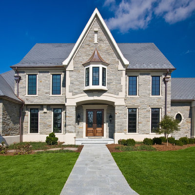 Elegant stone exterior home photo in Philadelphia