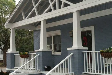 Transitional blue one-story exterior home photo in Charleston