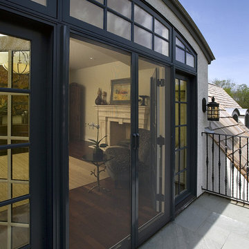 Retractable door and window screens at the Scottish Manor, Bannockburn, Illinois