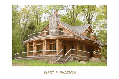 Inspiration for a mid-sized timeless brown two-story wood exterior home remodel in New York