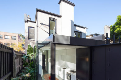 Design ideas for a contemporary two floor house exterior in Sydney.