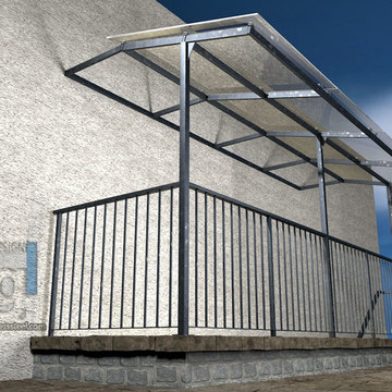 Richmond Hill residence glass and metal canopy 3D drawing