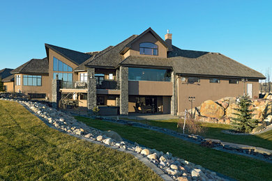 Photo of a contemporary house exterior in Edmonton.