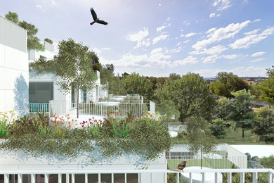 ホバートにある高級な巨大なコンテンポラリースタイルのおしゃれな家の外観 (混合材サイディング、アパート・マンション) の写真