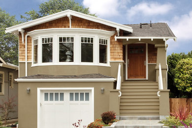 Inspiration for a transitional brown two-story exterior home remodel in San Francisco