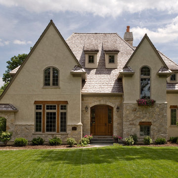 Rustic European Stone and Stucco Chateau in Western Springs