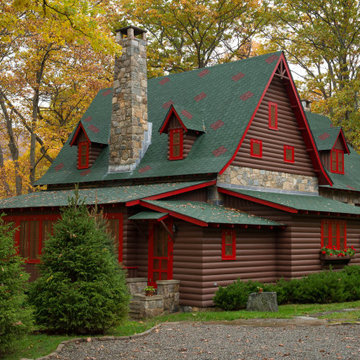 Rustic Storybook Style Quarter Log Siding Lodge