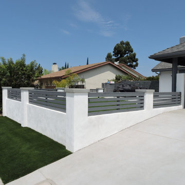 San Diego - Front Landscape 92128 Artificial Turf - CMU Concrete wall build with