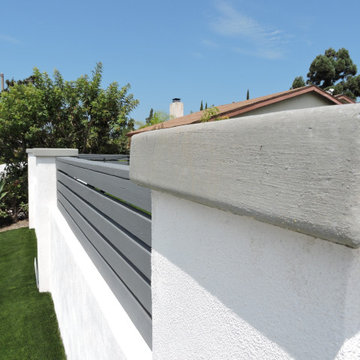 San Diego - Front Landscape 92128 Artificial Turf - CMU Concrete wall build with