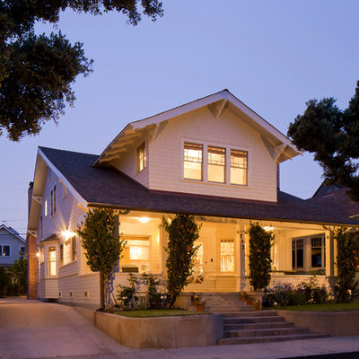 Coastal wood exterior home idea in Los Angeles