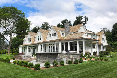 Inspiration for a coastal exterior home remodel in New York