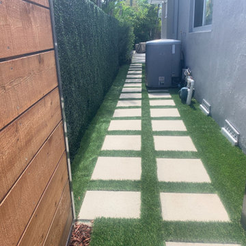 Side House Stepping stones with Artificial Grass