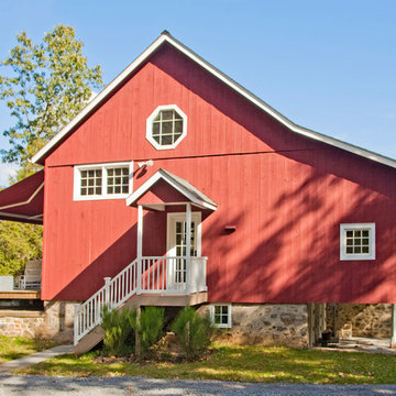 Side view of remodeled barn in Bucks County