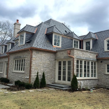 Slate Roof, Copper Gutters and Masonry - Lake Forest IL