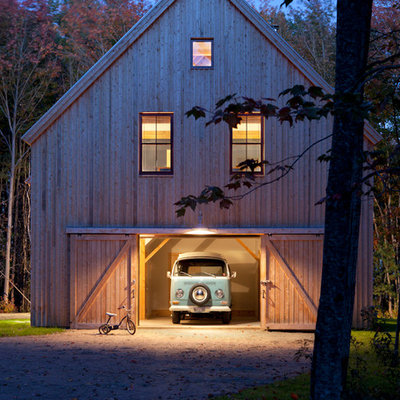 Inspiration for a cottage beige two-story wood exterior home remodel in Portland Maine with a metal roof