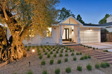 Example of a transitional exterior home design in Sacramento