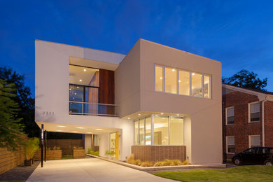 Inspiration for a contemporary two floor house exterior in Houston.