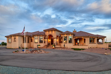 Example of a southwest exterior home design in Albuquerque