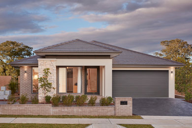 Large trendy one-story exterior home photo in Sydney